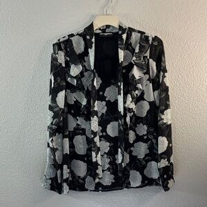 Karl Lagerfeld Black and White Floral Blouse